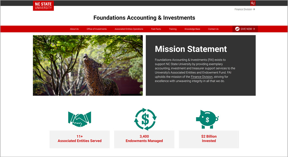 A screenshot of the Foundations Accounting & Investments homepage