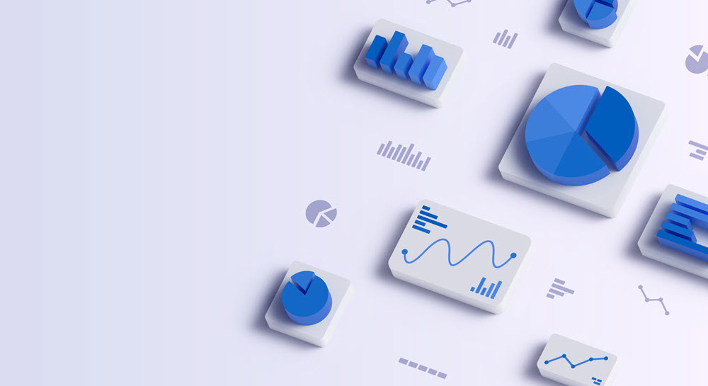 Raised block images of charts and graphs