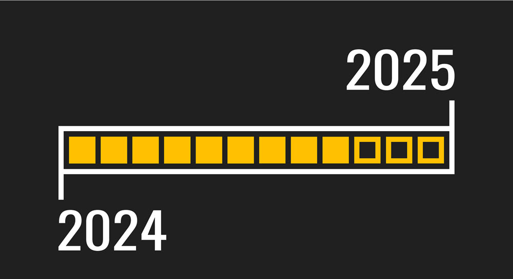 A progress bar showing the number of months completed in 2024 and how close 2025 is. Three months remain.