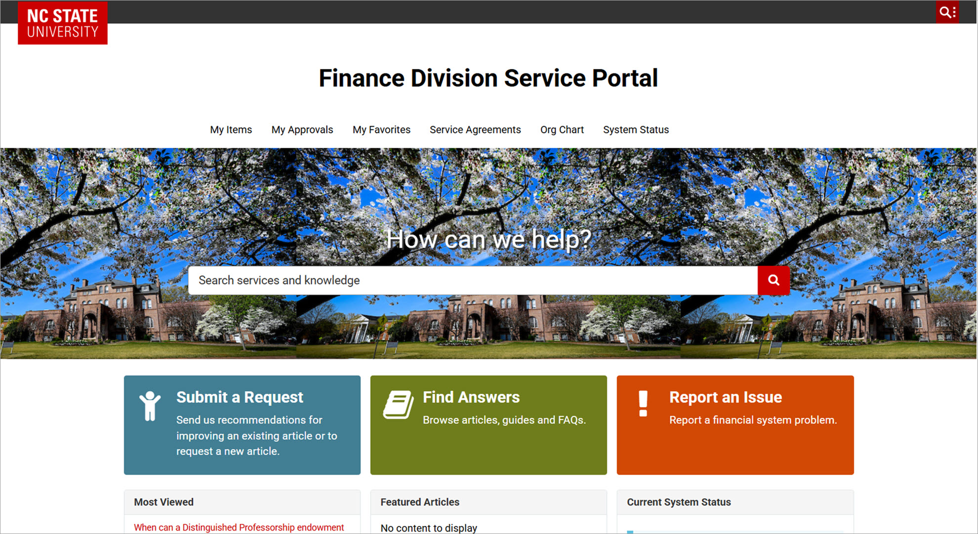 Image of the Finance Division Service Portal