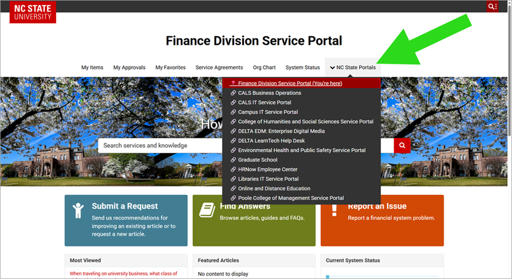 Select "NC State Portals" to access all portals